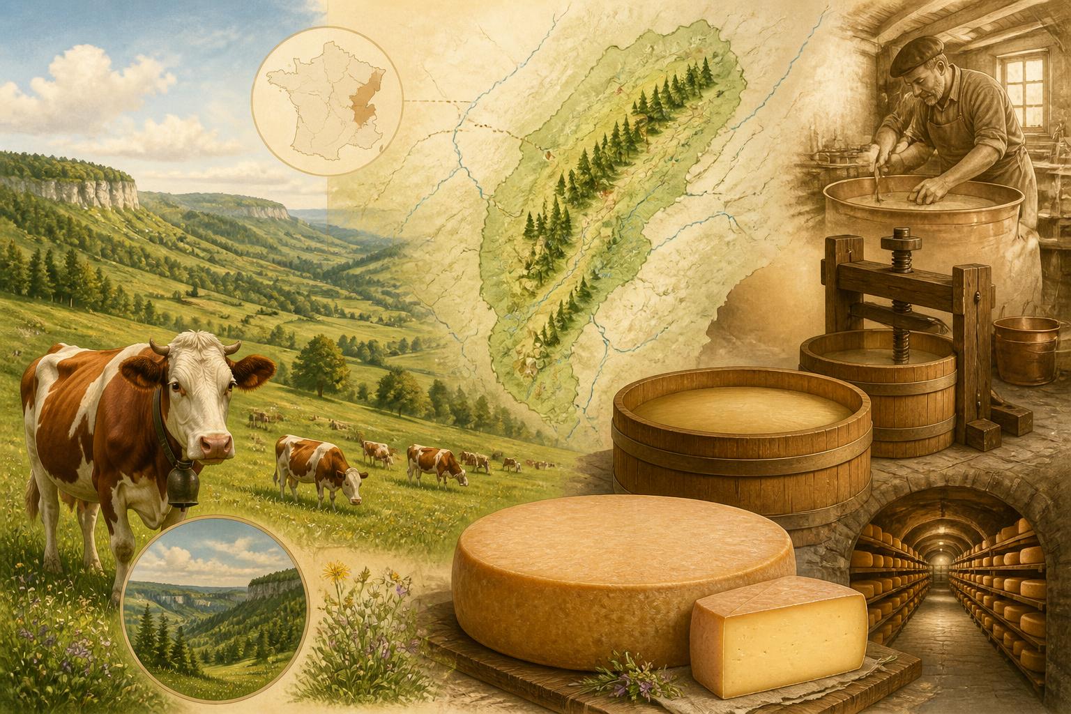 Le Comté : histoire et terroir du Jura découvrez l'histoire riche et le terroir unique du comté, fromage emblématique du jura, symbole du savoir-faire traditionnel et de la gastronomie française.