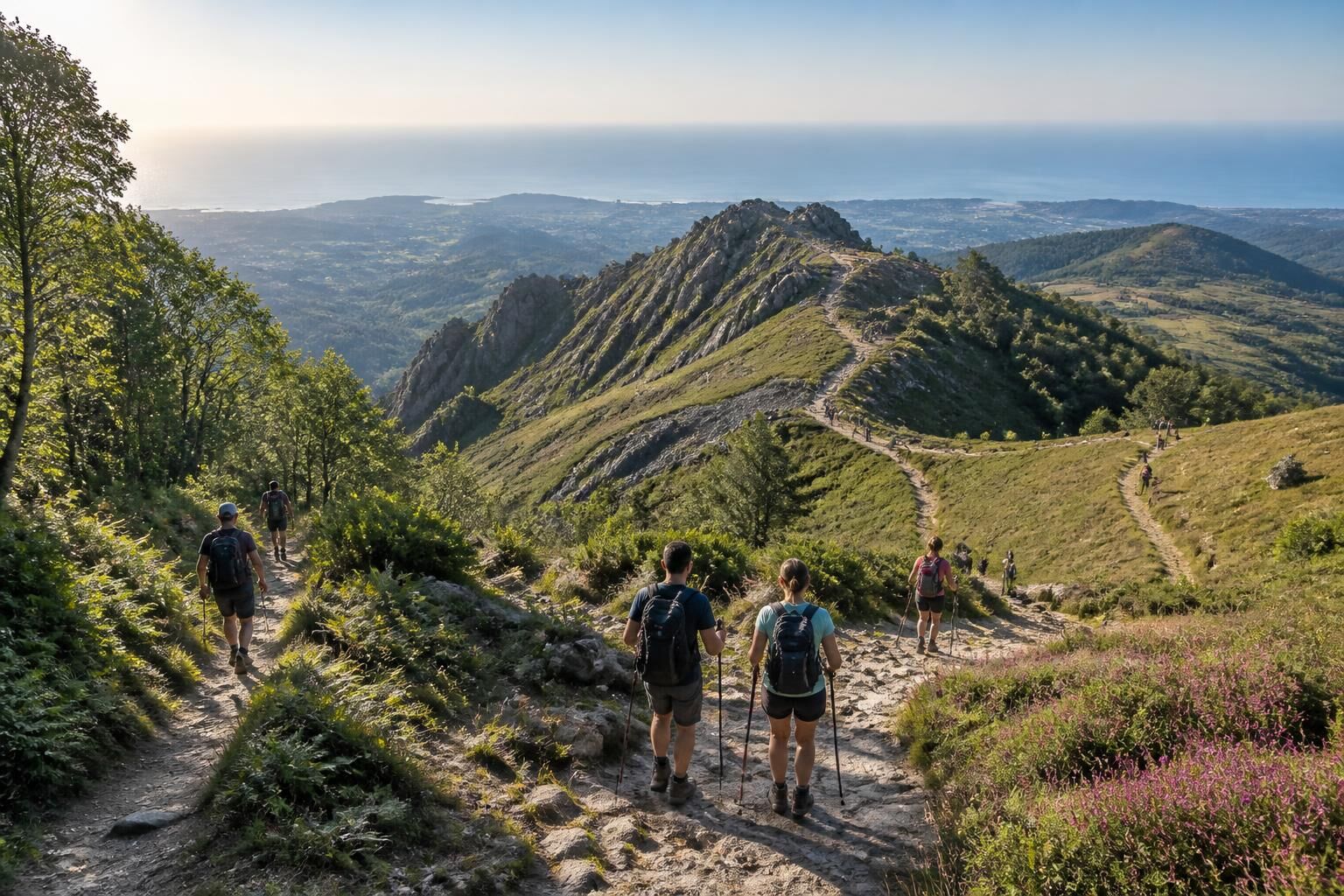 Découvrez 5 parcours incontournables pour une randonnée à la Rhune et explorez la beauté spectaculaire de cette montagne emblématique du Pays basque.