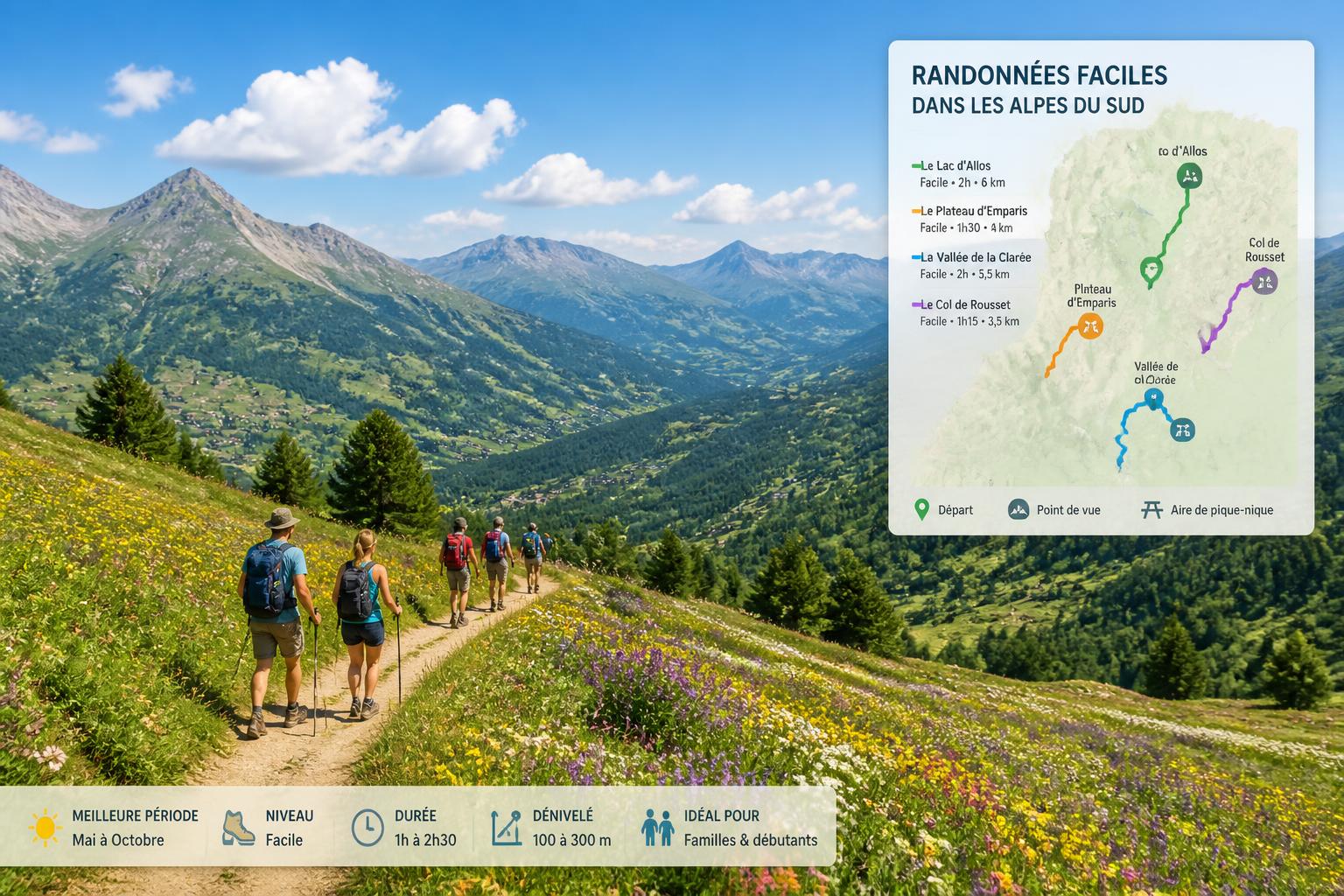 Randonnées faciles dans les Alpes du Sud découvrez des randonnées faciles dans les alpes du sud, idéales pour tous les niveaux, offrant des paysages magnifiques et une expérience en pleine nature accessible.