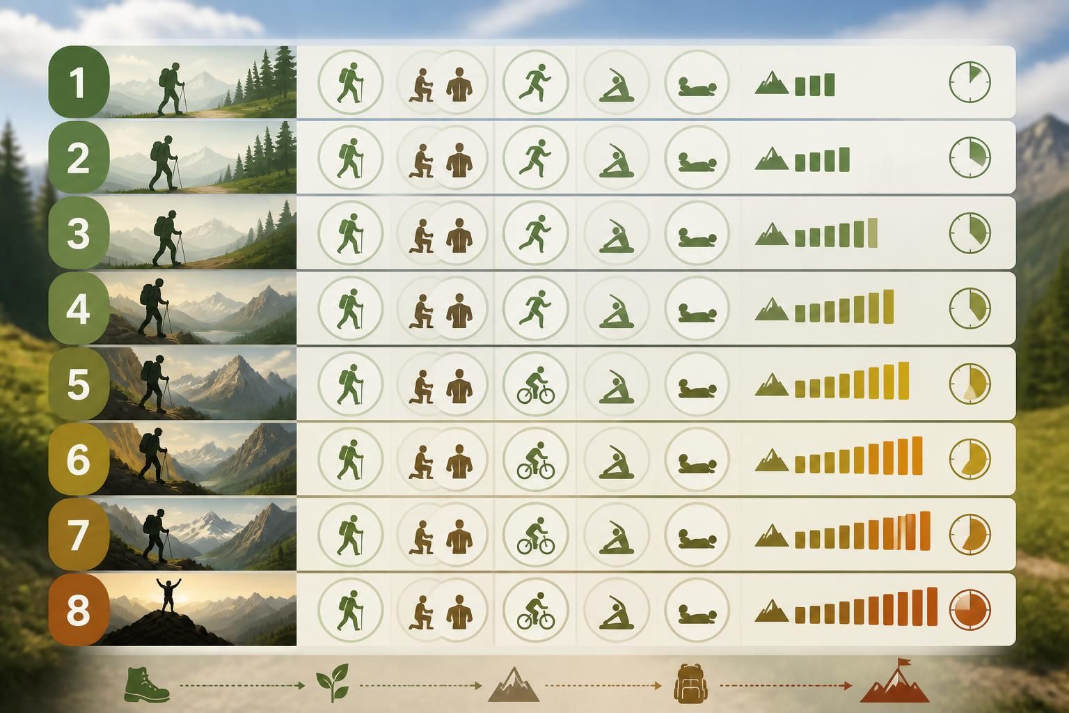 découvrez un plan d'entraînement complet sur 8 semaines pour préparer physiquement votre grande randonnée et profiter pleinement de votre aventure en pleine nature.
