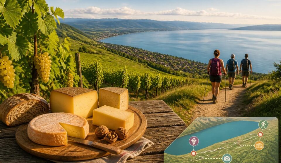 découvrez la randonnée des balcons du léman, reliant thonon-les-bains à évian, entre paysages viticoles, panoramas sur le lac léman et dégustation de fromages savoyards.