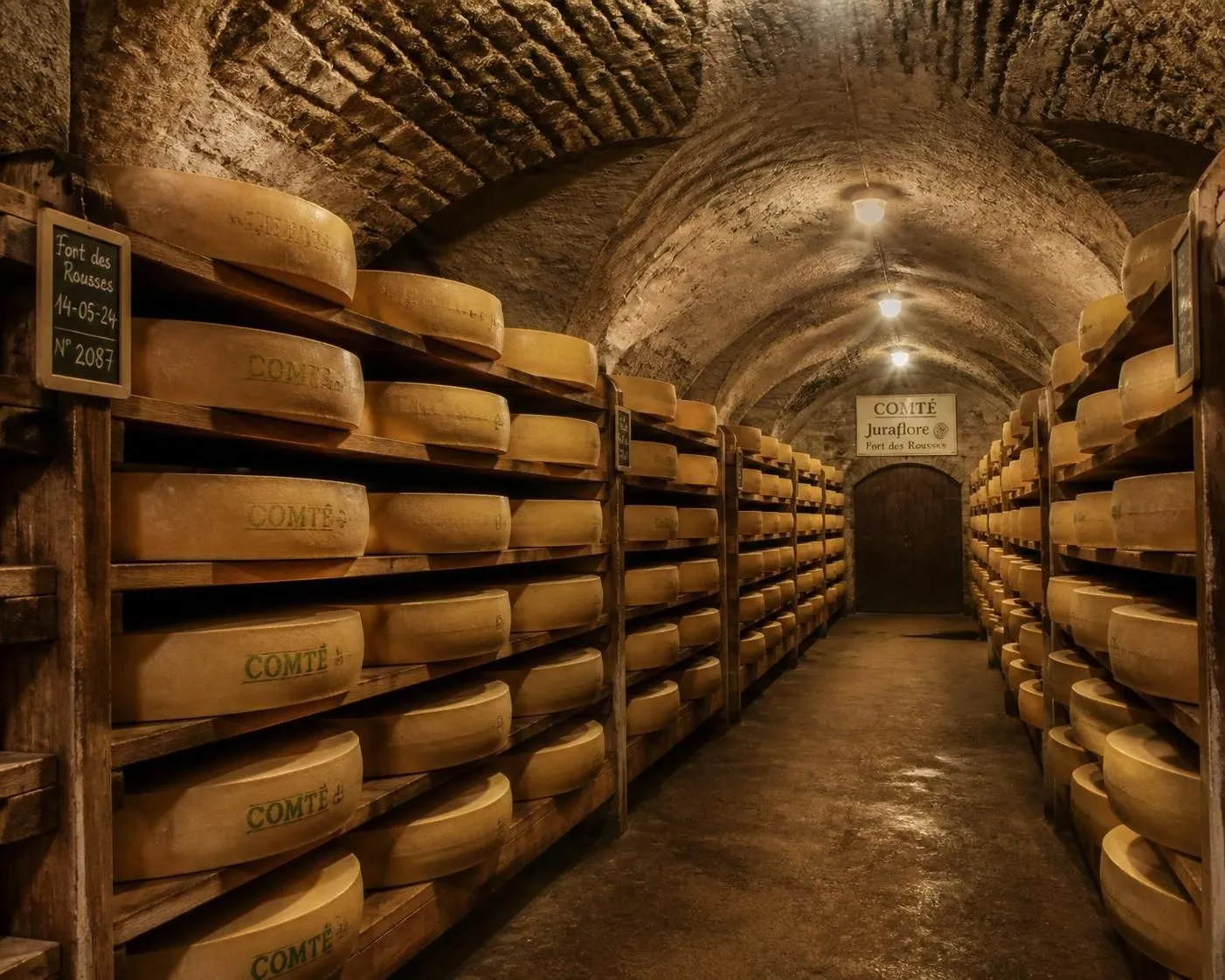 découvrez le processus complet de fabrication du comté aop dans le jura, de la traite des vaches à la cave d'affinage, en passant par la fruitière, pour un fromage d'exception.