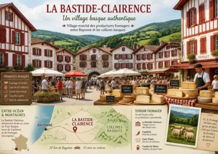 découvrez la bastide-clairence, charmant village-marché au pays basque, réputé pour ses producteurs fromagers authentiques, situé entre bayonne et les collines basques.