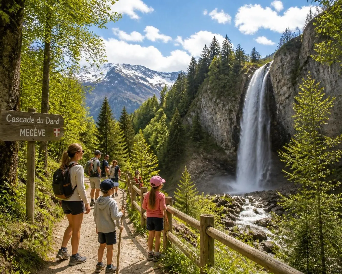 découvrez la cascade du dard à megève, une randonnée familiale incontournable en haute-savoie, alliant paysages naturels et dégustation des délicieux fromages du pays du mont-blanc.
