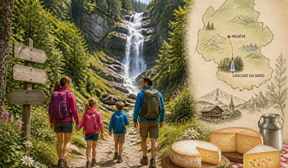 découvrez la cascade du dard à megève, une randonnée familiale incontournable en haute-savoie, et savourez les délicieux fromages authentiques du pays du mont-blanc.