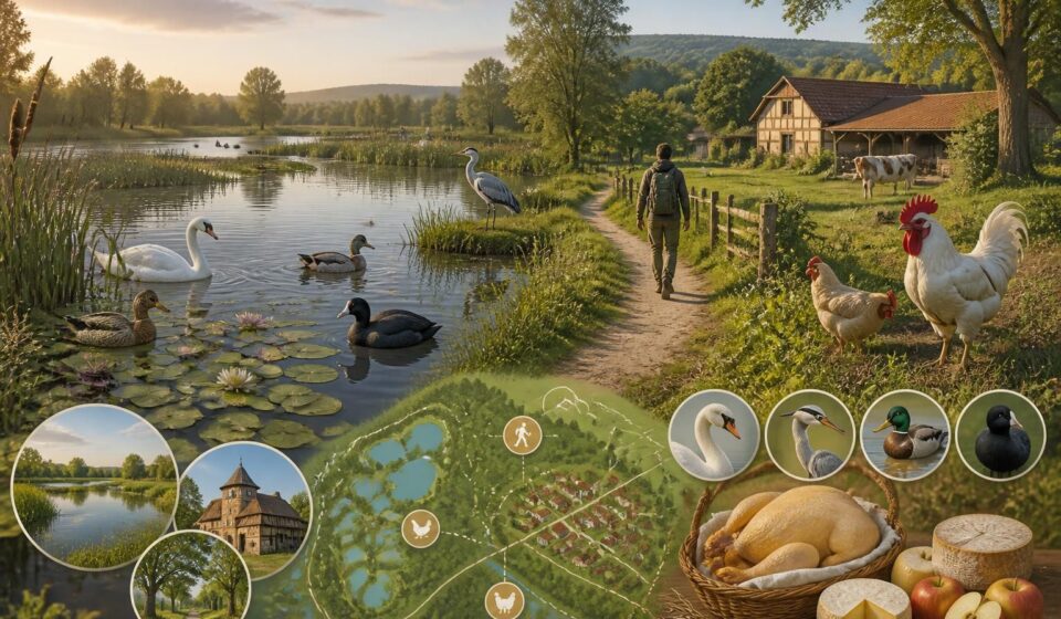 découvrez la dombes et la bresse à pied : explorez étangs, observez oiseaux et savourez les spécialités bressiennes en suivant les charmants sentiers régionaux.