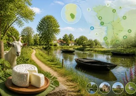 découvrez le marais poitevin à pied dans les deux-sèvres : explorez les sentiers entre polders, naviguez en barque et savourez le chabichou du poitou entre niort et fontenay.
