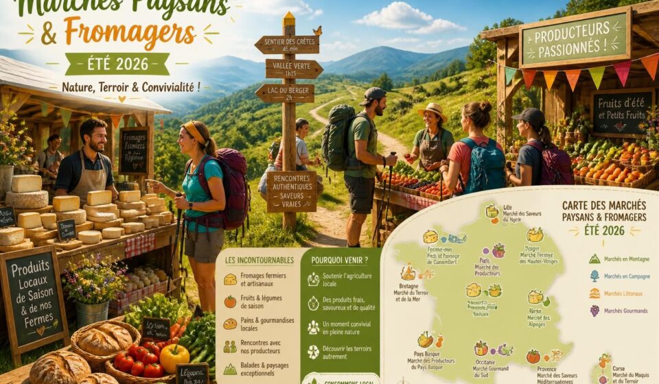 découvrez notre sélection des meilleurs marchés paysans et fromagers de l'été 2026, parfaits pour les randonneurs en quête de saveurs authentiques et locales.