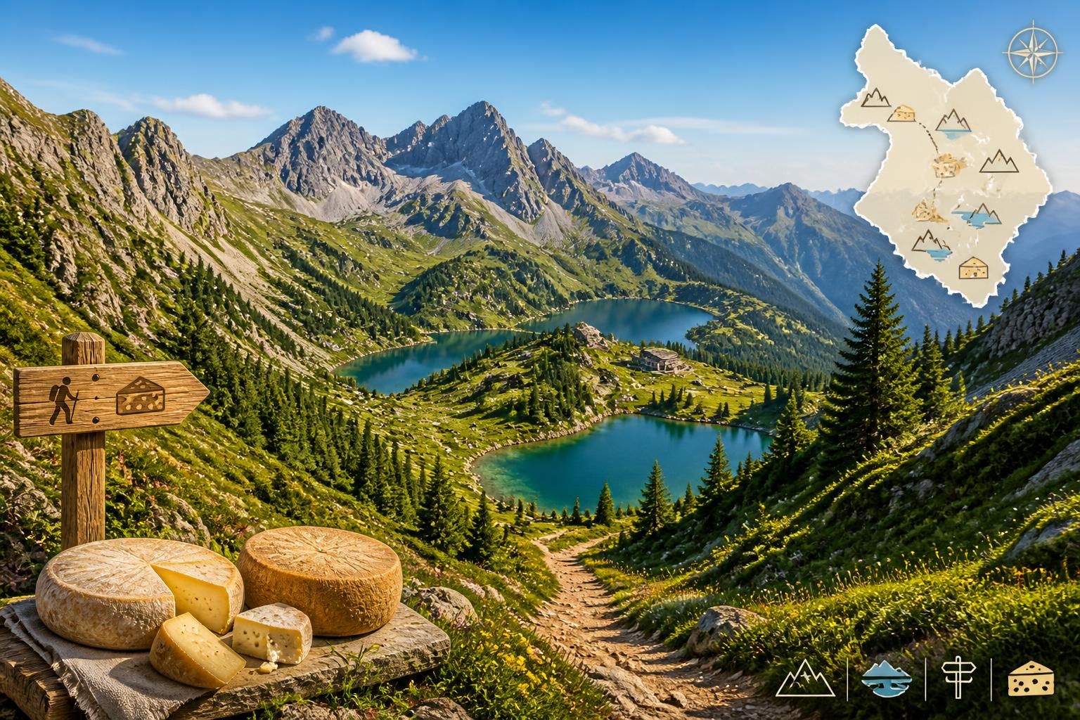 découvrez le massif de belledonne en isère : randonnez autour des lacs de sept-laux, explorez les cols pittoresques et savourez les fromages artisanaux d'allevard en chemin.