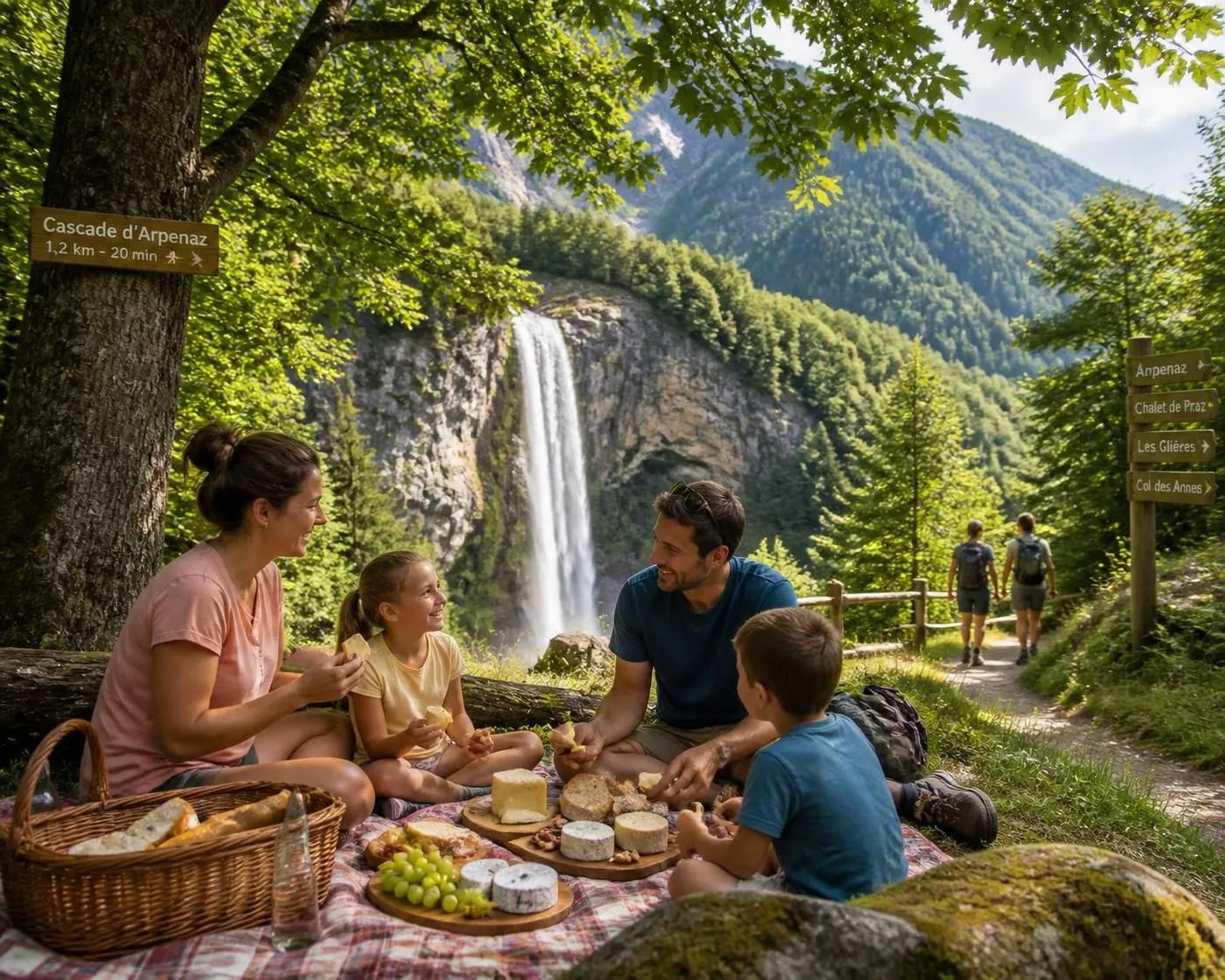 découvrez la cascade d'arpenaz à sallanches, la plus haute cascade du mont-blanc, lors d'une randonnée en boucle incluant les fromageries traditionnelles de la vallée de l'arve pour une expérience nature et terroir unique.