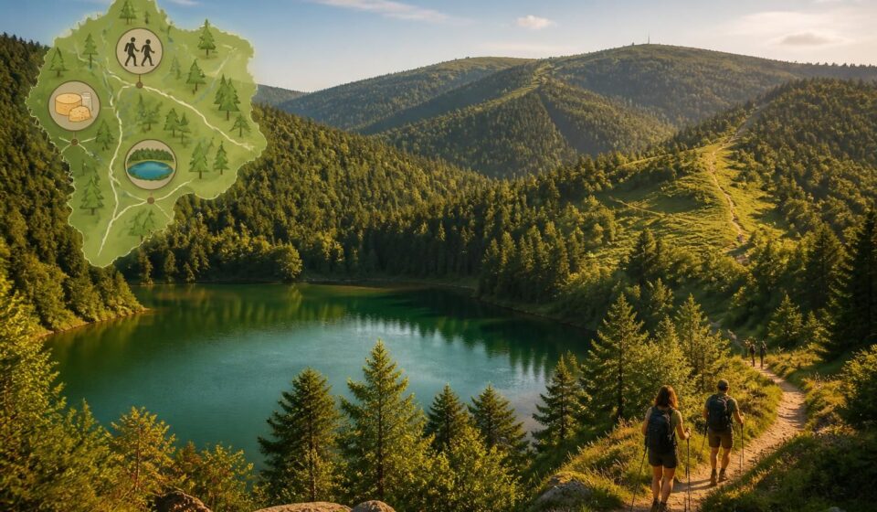 découvrez le lac vert des vosges à xonrupt-longemer, une randonnée pittoresque dans les hauteurs vosgiennes, et savourez le munster fermier authentique du ban de la roche.