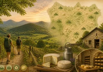 découvrez le livradois-forez à pied dans le puy-de-dôme : explorez les volcans éteints majestueux et dégustez la célèbre fourme d'ambert, un trésor fromager local.